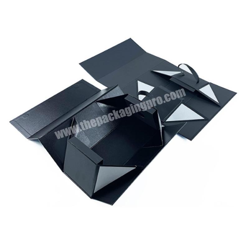 Custom Logo Luxury Black Cardboard Flat Folding Gift Box Magnetic Closure Wine Box