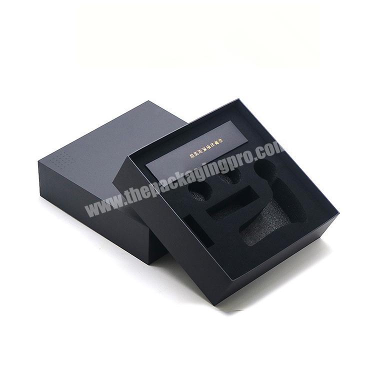 Custom Logo Luxury Black Rigid Cardboard Paper Gift Packaging Box With Eva Foam Insert