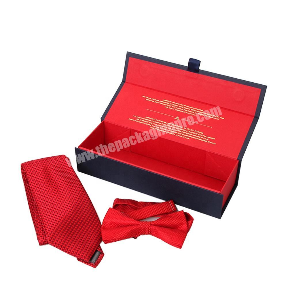 Custom Logo Magnetic Closure Matt Black Luxury Necktie Paper Bow Tie Packaging Gift Box Wholesale