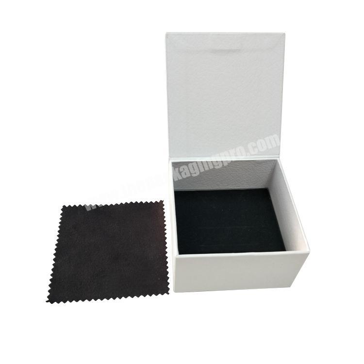 Custom Logo Magnetic White Textured Paper Jewelry Box Jewellery Packaging Box