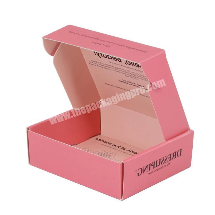 Custom Logo Pink Carton Gift Box Shipping Apparel Box for Packaging Dress Underwear Shirt Corrugated Cardboard Mailer Box