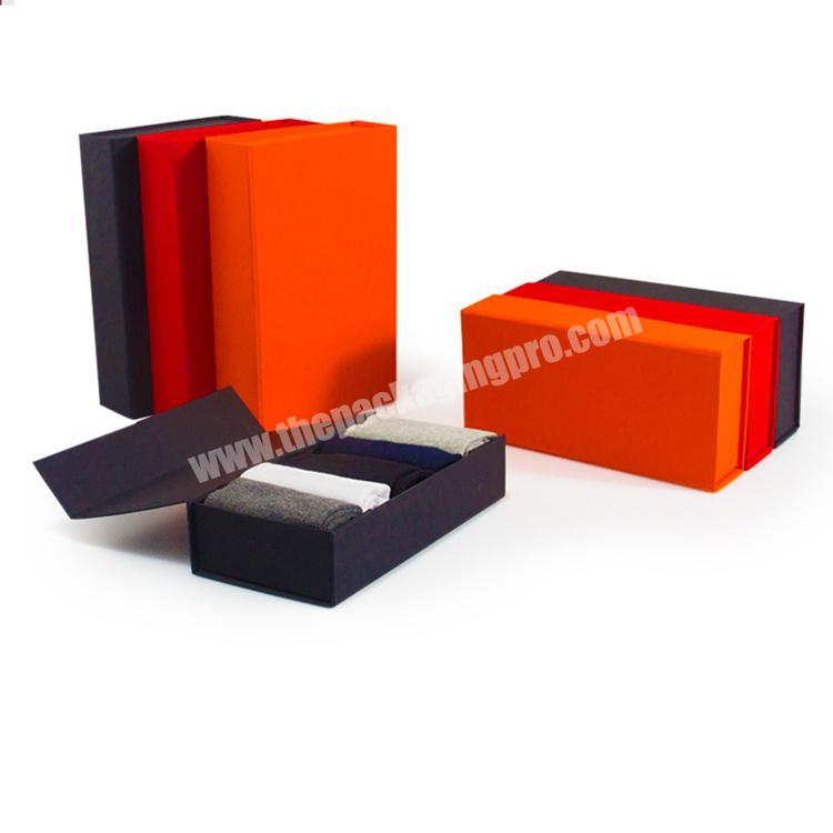 Custom Logo Printed Hard Paper Foldable Paper Packaging Folding Gift Socks Boxes with Magnetic Lid