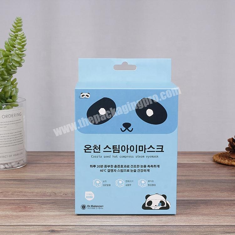 Custom Logo Printing Red Panda Cosmetic Packaging White Card Box High-end Silk Mask Steam Eye Mask Packaging Box With Hanging Ho