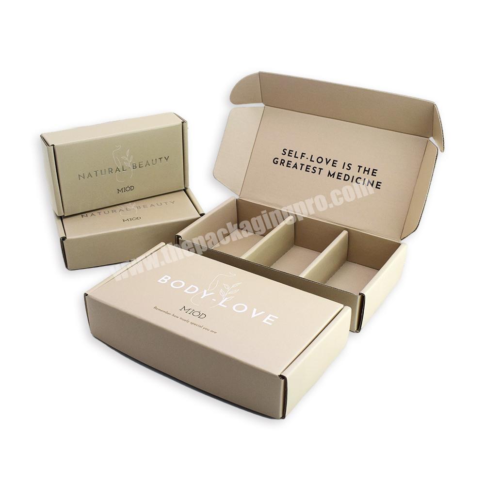 Custom Logo Shipping Box with 3 Compartments For Skin Care Bottles Packaging