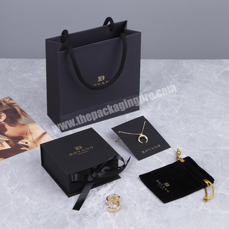 Custom Luxury Cardboard Paper Black Jewelry Gift Packaging Box with Logo