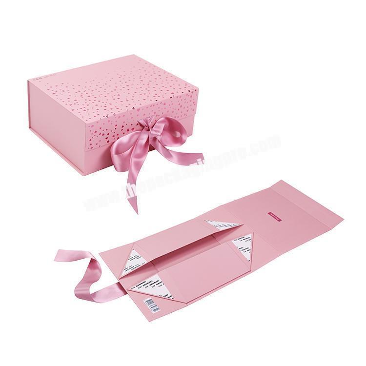 Wholesales Custom Foldable Gift Paper Folding Packaging Magnet Box With Ribbon