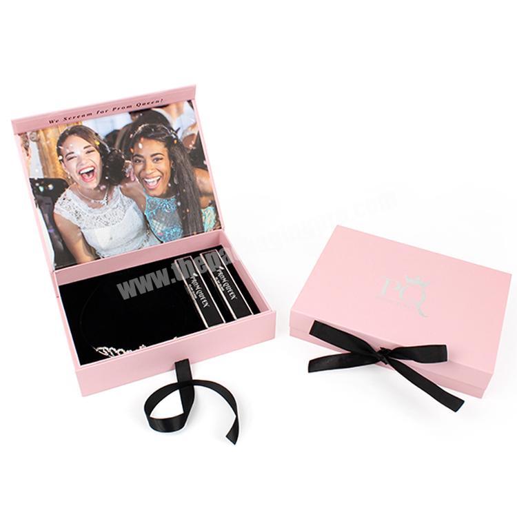 Custom Luxury Rigid Cardboard Beauty Wigs Cosmetic Lipstick Packaging Pink Gift Box