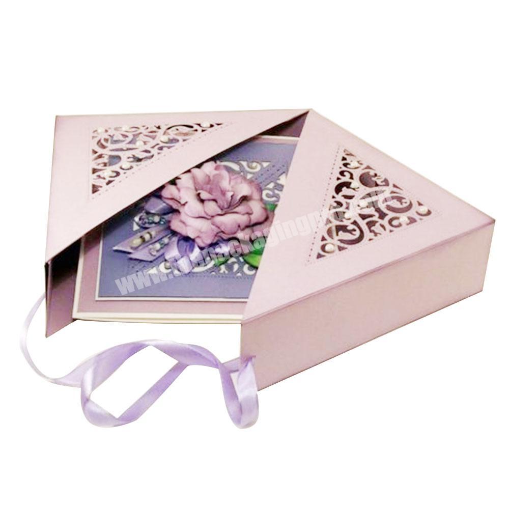 Custom Luxury Valentine Day Flower Box Double Door Square Flower Arrangement Box Knot Wedding Box Packaging With Ribbon