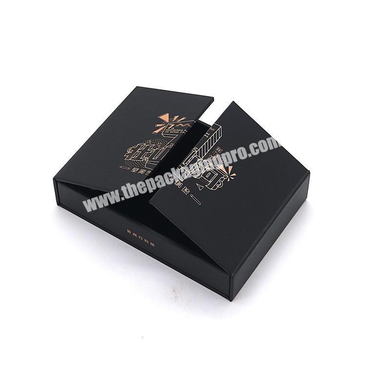 Famous Branded Glossy Lamination Black Perfume Bottle Middle Open Paper Perfume Box Packaging