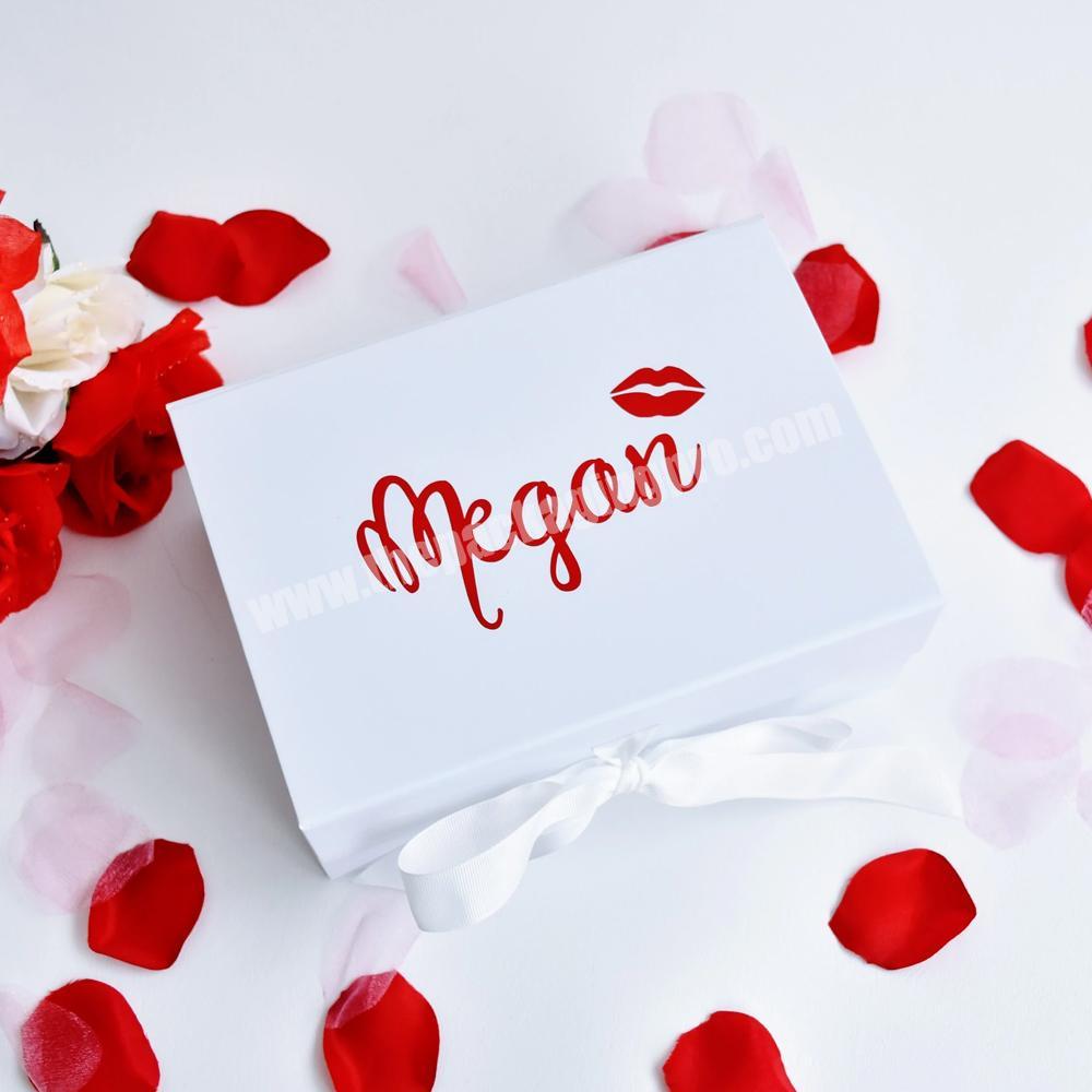 Custom Personalized Logo Magnetic Folding Gift Box Bridesmaid Proposal Gifts Box Packaging With Ribbon Folding Magnetic Gift Box factory