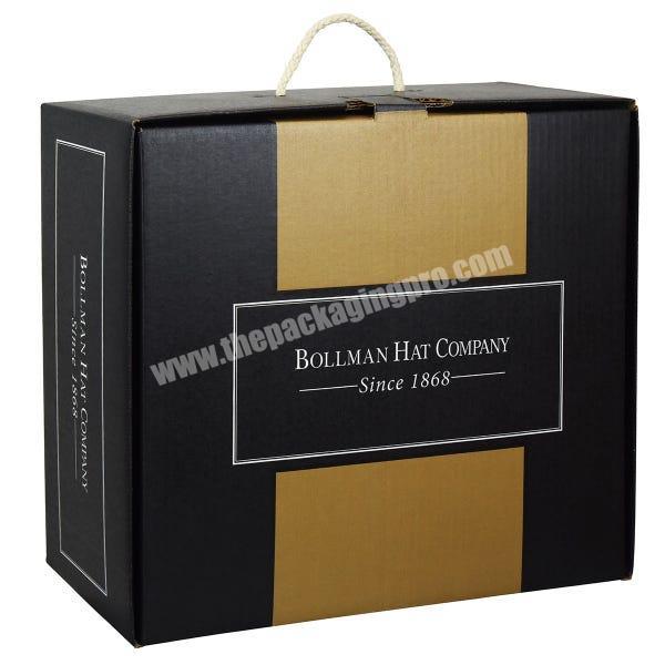 Custom Printed Cap Fedora Bonnet Corrugated Carton Mailing Box Church Hat Shipping Mailer Box With Handle