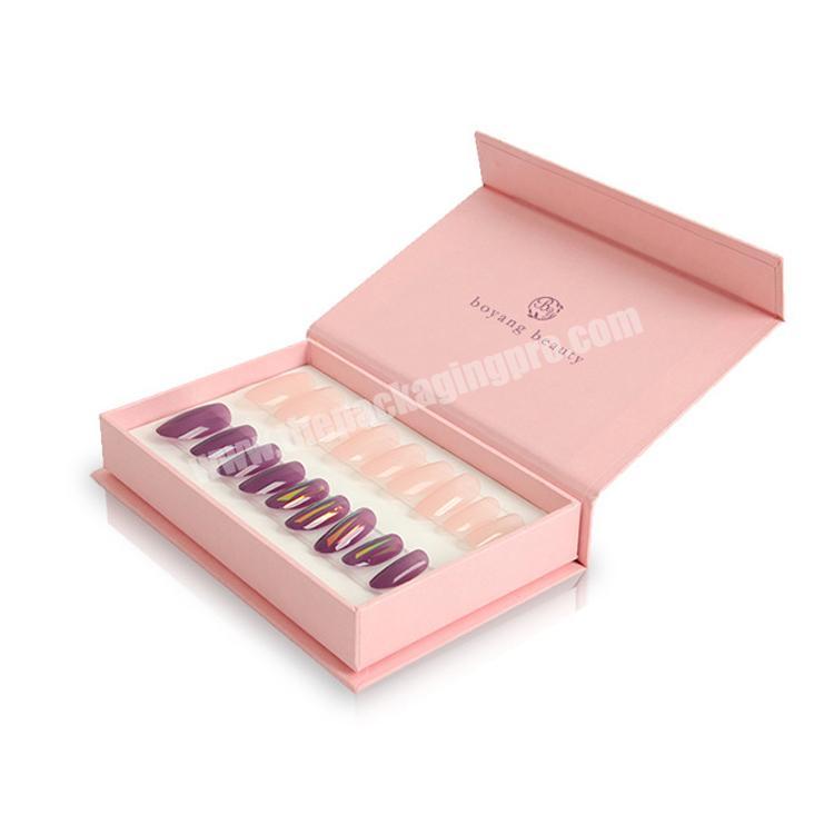 Custom Printed Empty False Nails Package Box Pink Fake Presson Press On Nail Artificial Fingernails Packaging Box