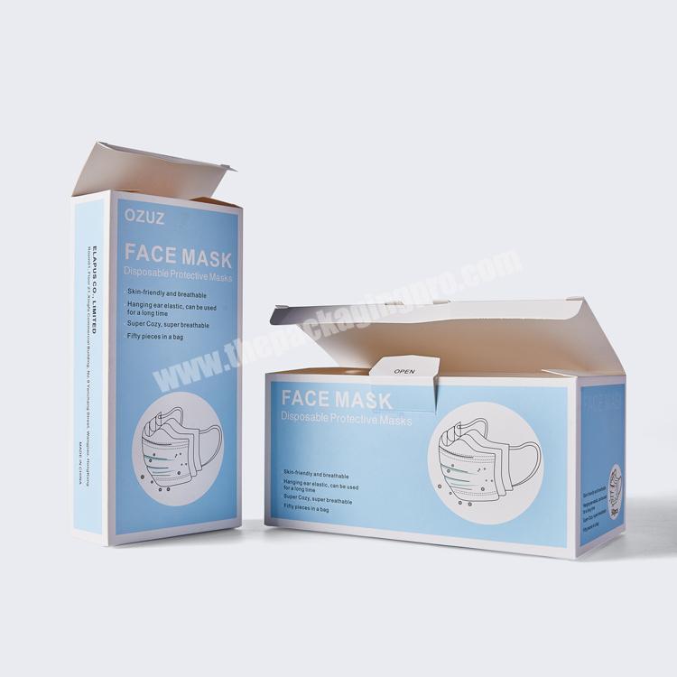 Custom Printed High Quality Face Mask Packaging Ivory White Card Paper Box for Facemask Retail Packaging