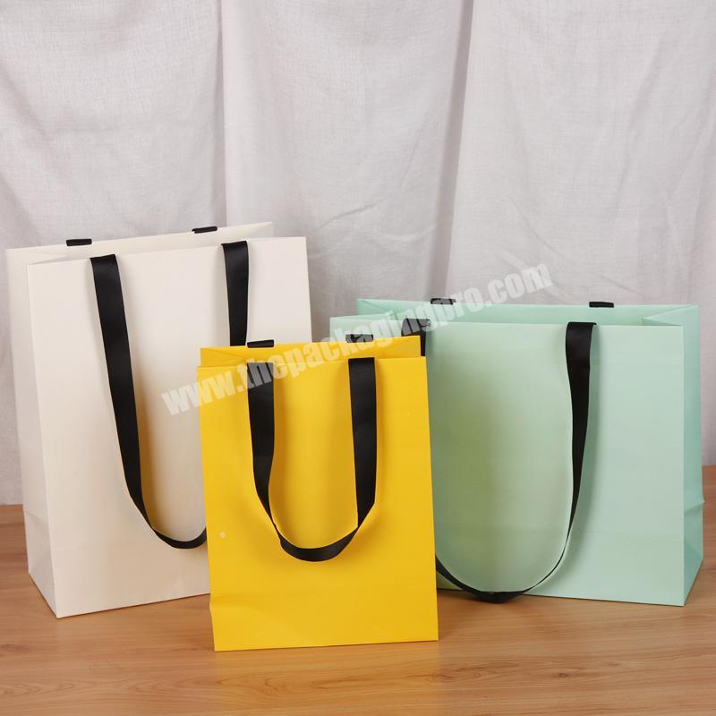 Custom Printed Shopping Bags High Quality Ribbon Handle Eurototes Merchandise Bag with Handle
