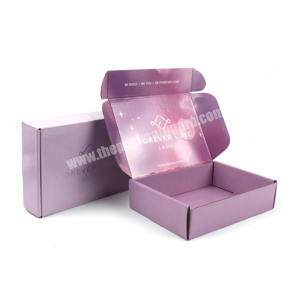 Custom Printed Silver Logo Corrugated Mailer Box Packaging Beauty Paper Box Cosmetic Review Glossy Subscription Eyelash Box