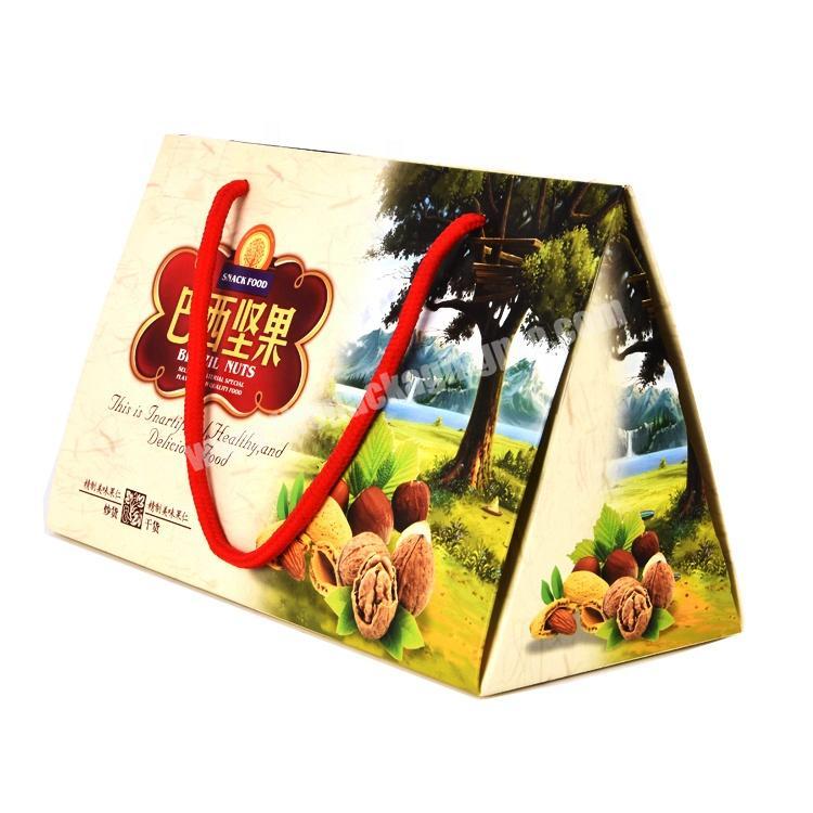 Custom Printed Triangle Paper Biscuit Cookie Packaging Box With Handles