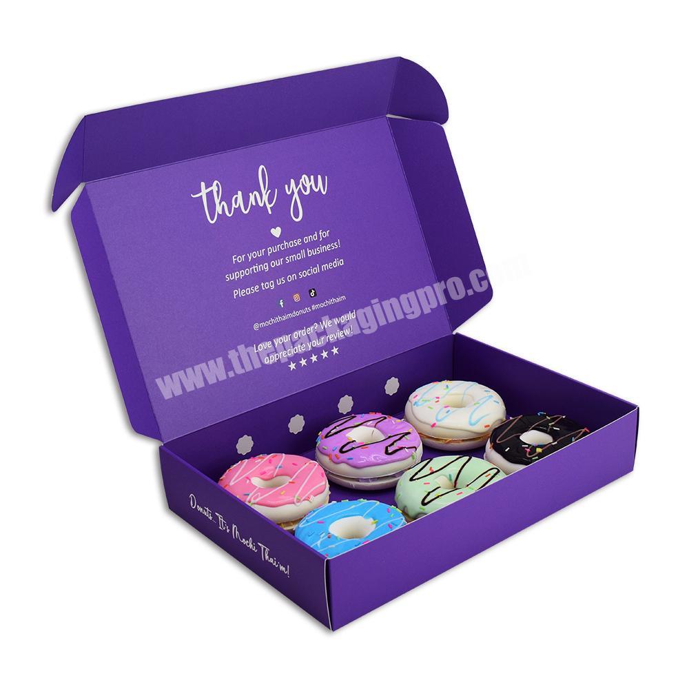 Custom Printing 3 Pack and 6 Pack Donut Paper Box Food Grade Paper Dessert Biodegradable Packaging Box for Donuts