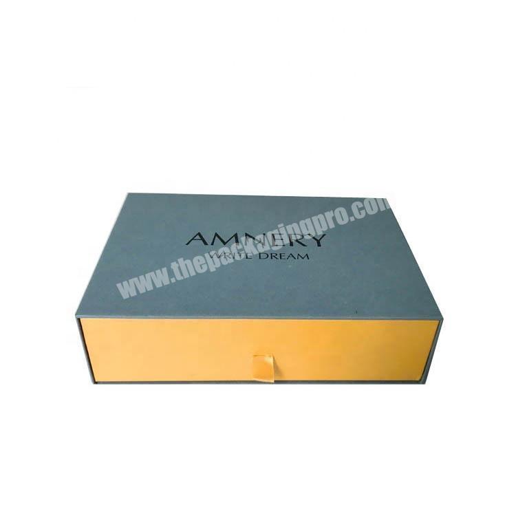 Custom Printing Hard Rigid Cardboard Luxury Sliding Box With Ribbon Rope Gift Sleeve Drawer Box