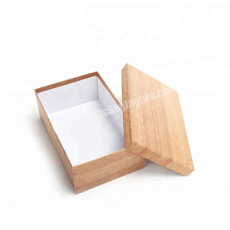 Custom Printing Luxury Wood Grain Paper Package Shirt Gift Lid and Base Box
