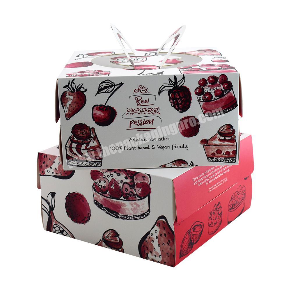 Custom Recyclable Art Paper Pink Bakery Cookie Cupcakes Pastry Box Packaging With PVC Window