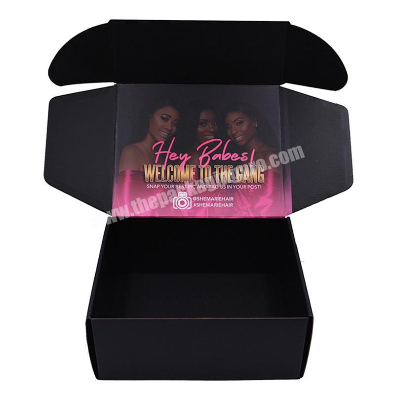 Custom Recycled black Foldable Corrugated Box Packaging wig packaging box