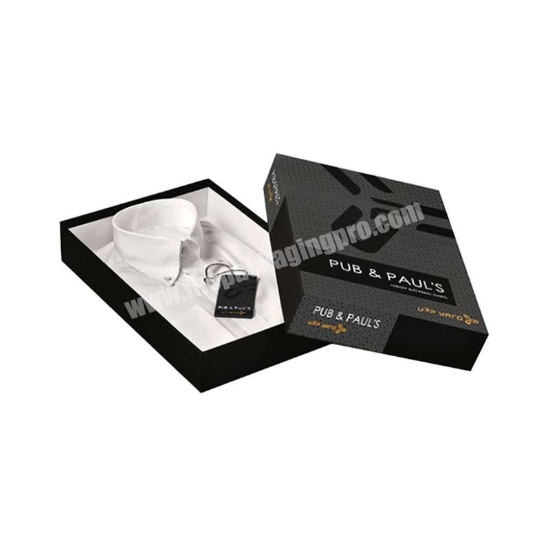 Custom Rigid Cardboard Lid and Base black Paper Packaging Storage Square box for Silk Scarf Dress Garment t-shirt