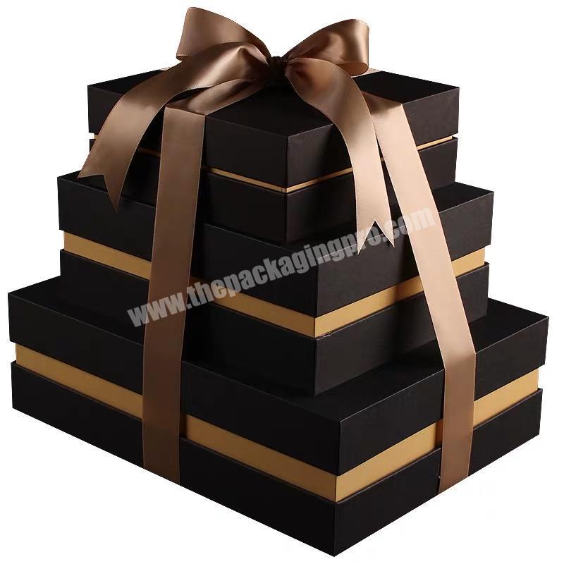 Custom Rigid Luxury Black Gift cloth Hat Women Shoe Mens T Shirt Paper Packaging Box