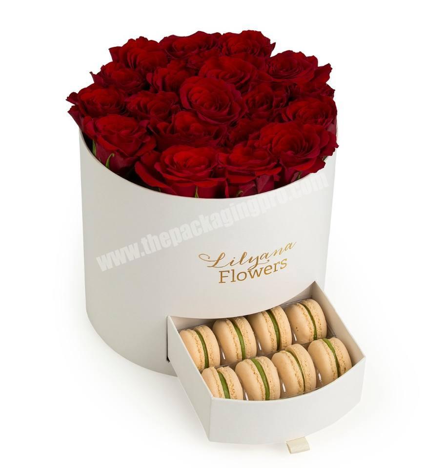 Custom Round And Square Paper Cardboard Wedding Dry Flowers Chocolate Hat Gift Packaging Box With Drawer For Macaron