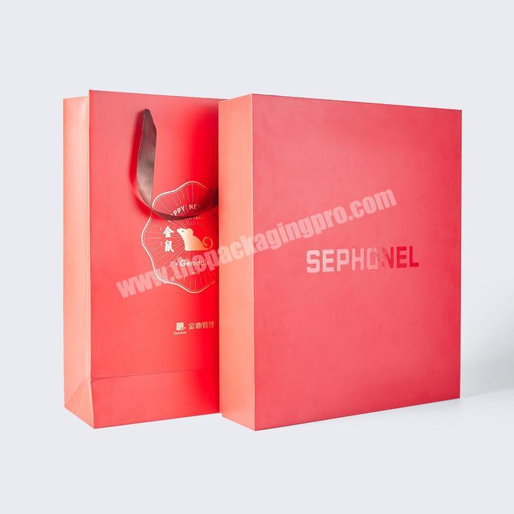 Custom Size Color Logo Luxury Baby Clothes Wedding Dress Shirts Paper Packaging Box with Gift Bag