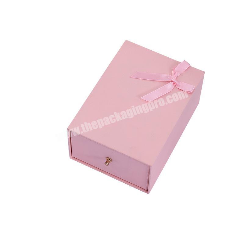 Custom Size Free Design Low MOQ Valentine's Day Ring Jewelry Necklace Drawer Box Handmade Gift Box With Metal Pull Handle