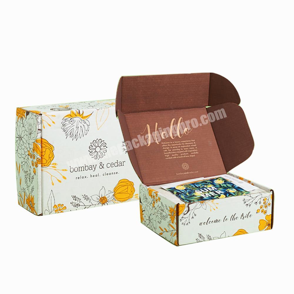 Custom Size Logo Colored Corrugated Mailer Shipping Box Cosmetic Beauty Designs Ecommerce Monthly Subscription Box Packaging