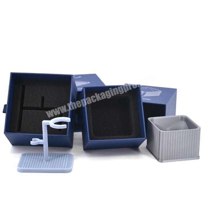 Custom Square Kraft Paper Drawer Box Universal Tool Sliding Drawer Organizer Box Blue Leather Drawer Box with Internal Holder