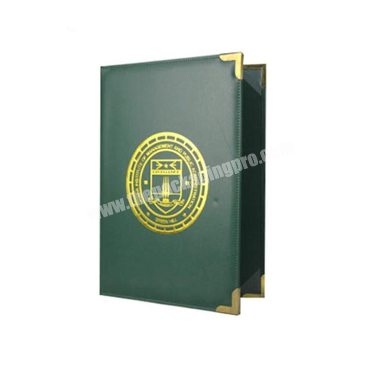 Custom Tent Style Single  Satin Corners Certificate Holder , A4 Diploma Document Cover Leather Certificate Holder