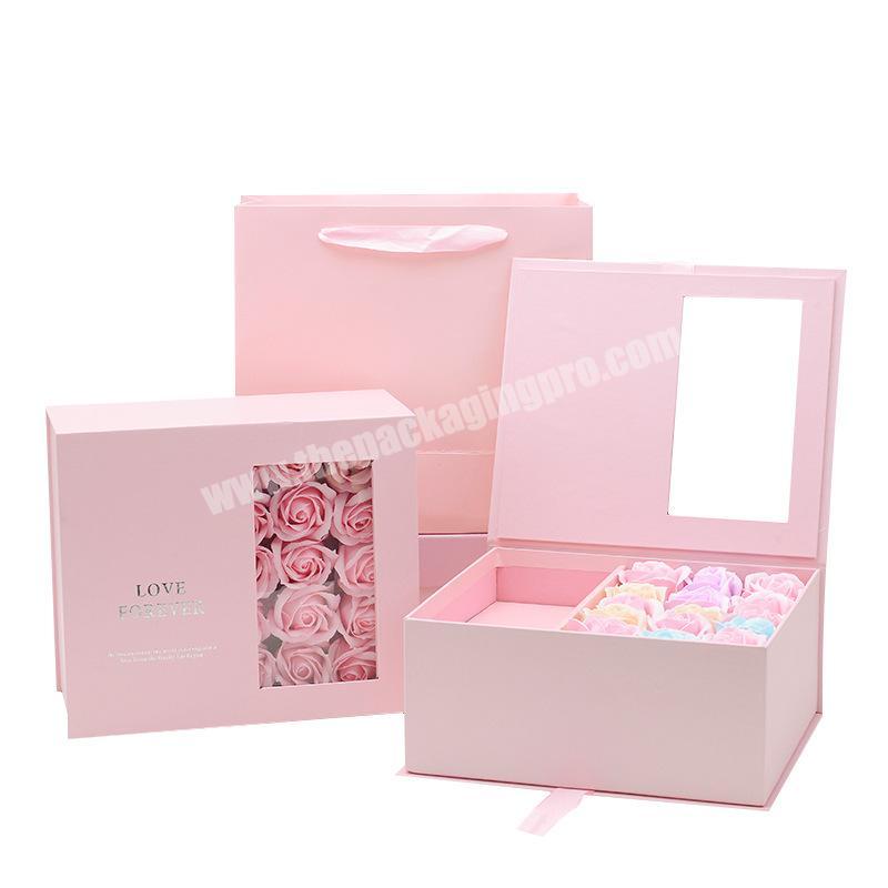 Custom Wedding Christmas Mather's Day Velvet Flower Cardboard Packaging Box Gift Rose Box For Flowers