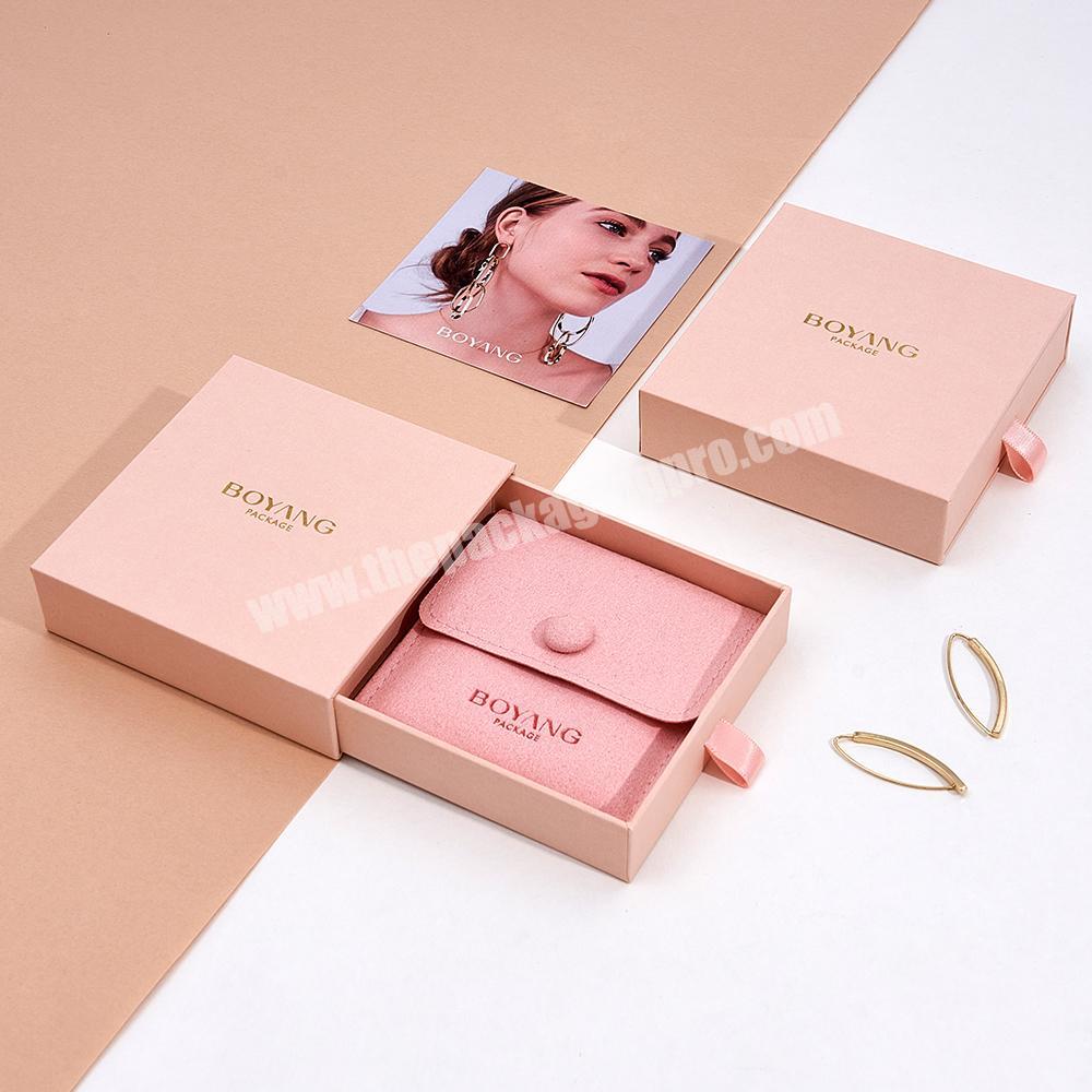 Custom Wholesale Luxury Drawer Sliding Pink Necklace Earring Packaging Paper Jewelry Gift Boxes