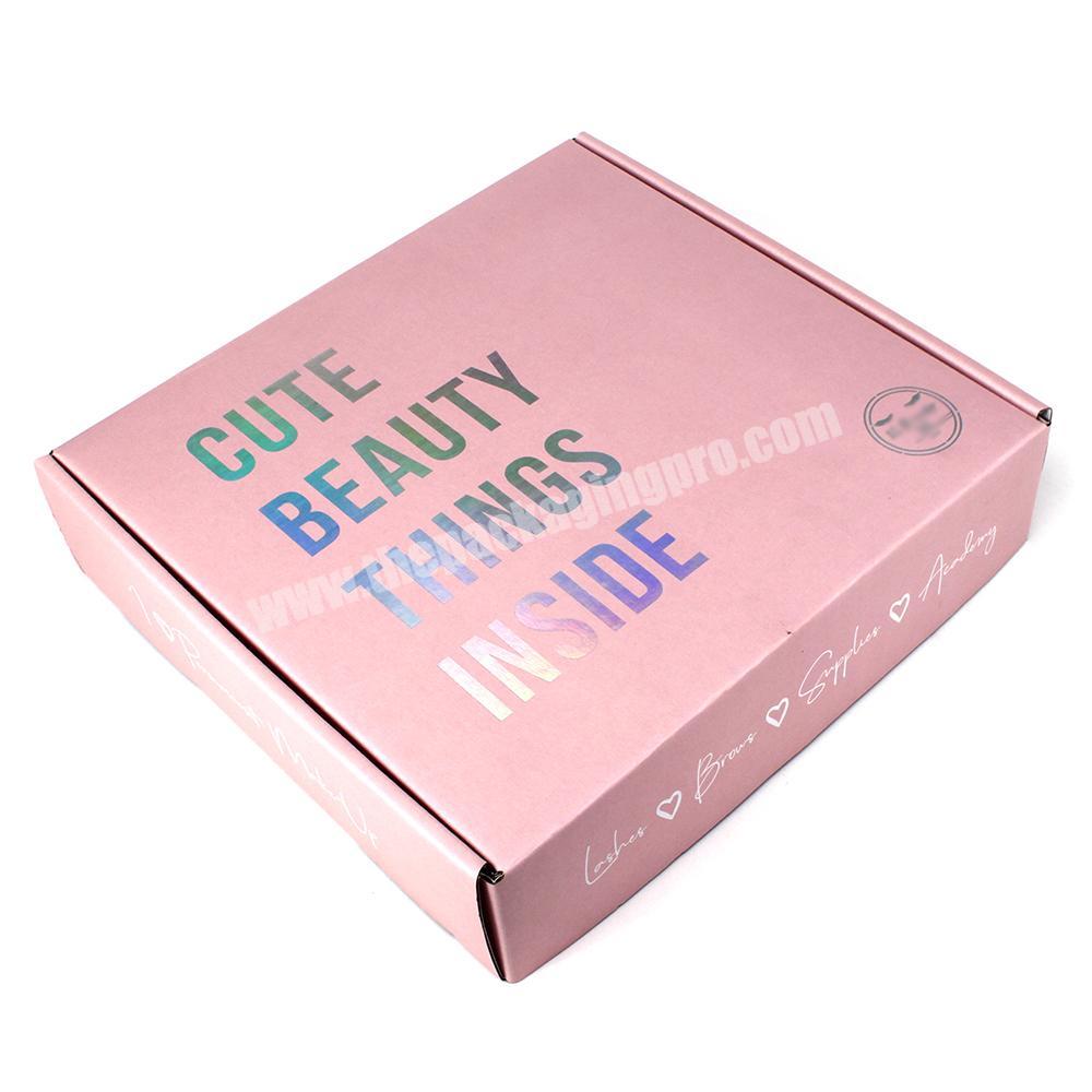 Cardboard Holographic Mailer Box Packaging Cosmetic Wig  Lash Beauty Package Box