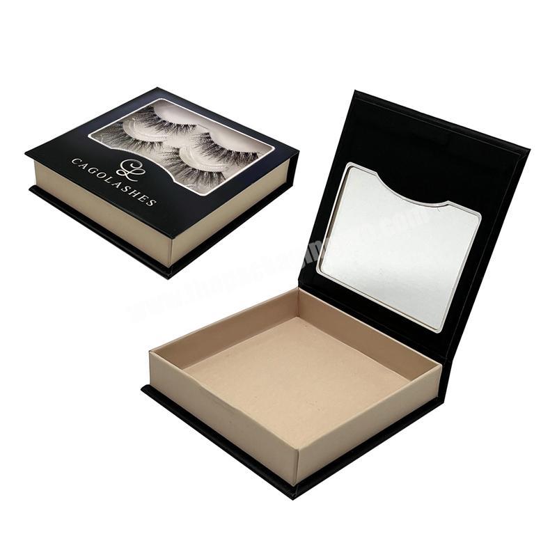 Custom black Eyelashes Press On Nail Packaging Box Magnetic Magnet Gift Boxes With Window