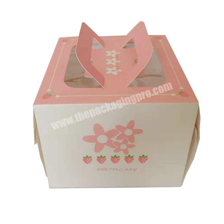 Custom brand logo gift boxes with handles cardboard Unique design Birthday Cake Box