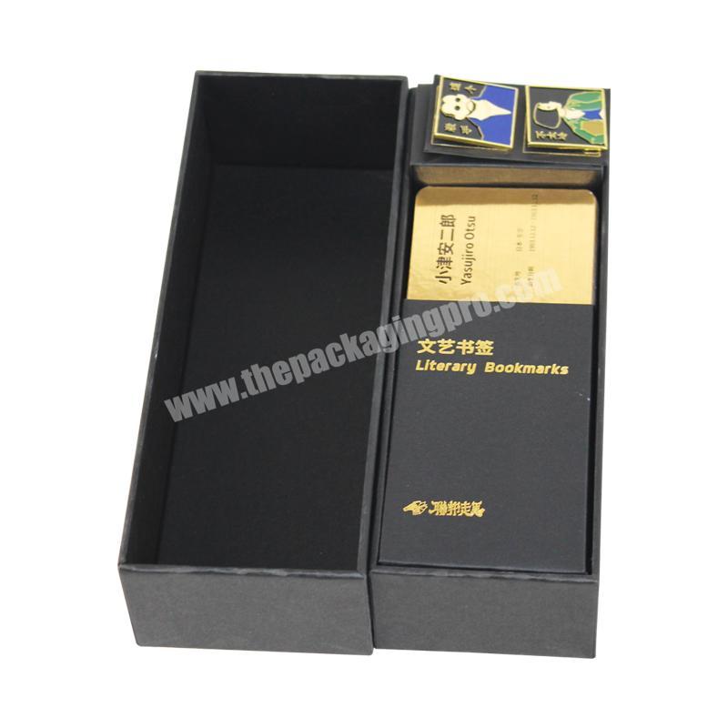 Custom business card case gold foil business card gift box with brooch