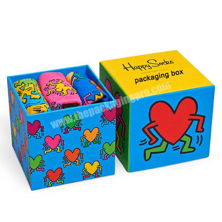 Custom cardboard paper gift box printing drawer boxes for happy socks packaging