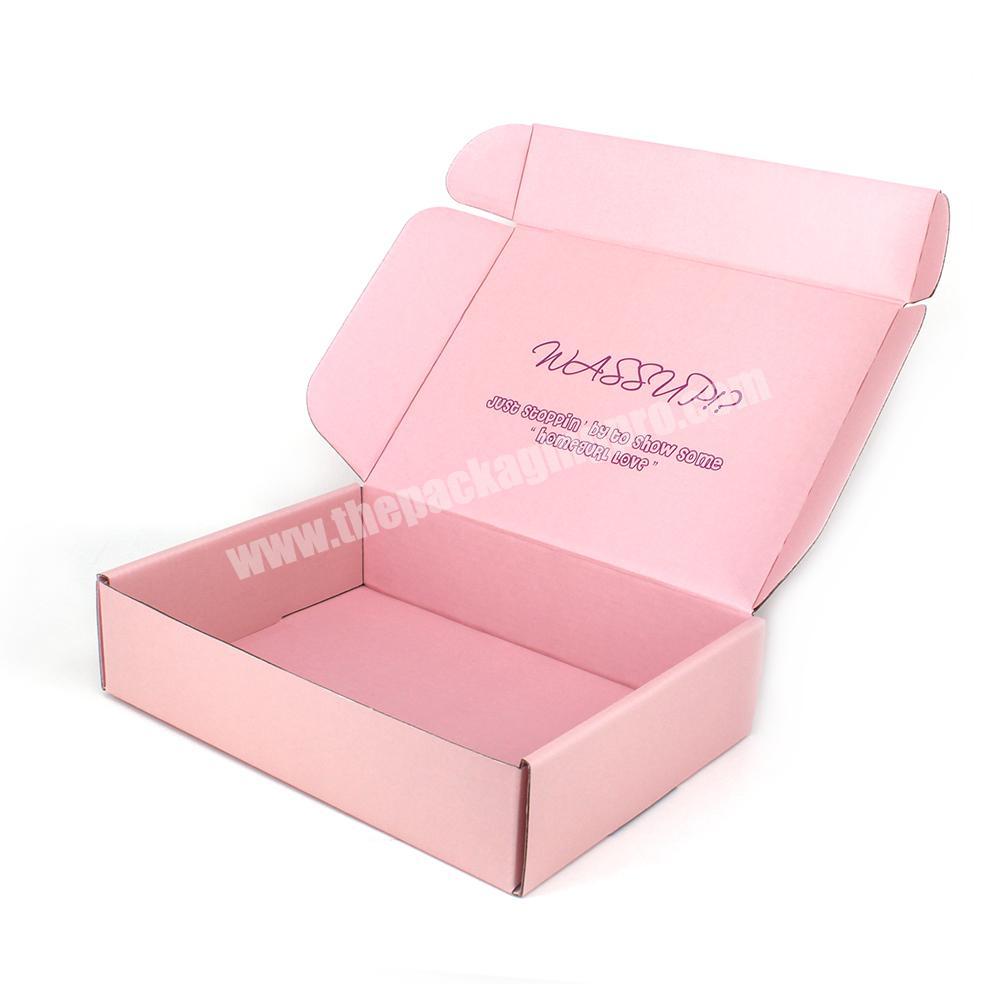 Custom colored Logo packaging pink cardboard corrugated printed cosmetic shipping mailer box