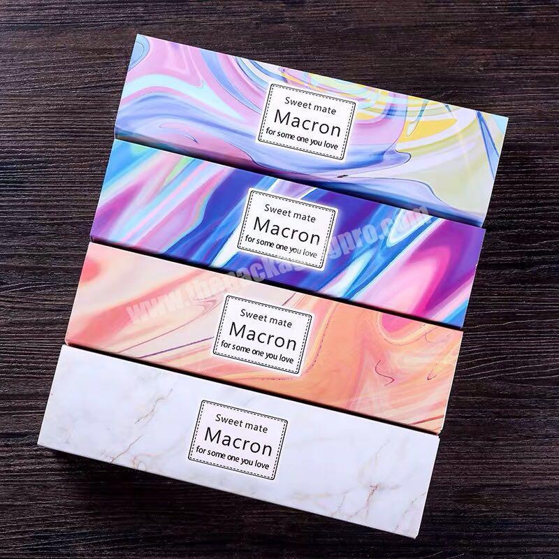 Custom  colorful printing 6 piece paper macarons box packaging with trays