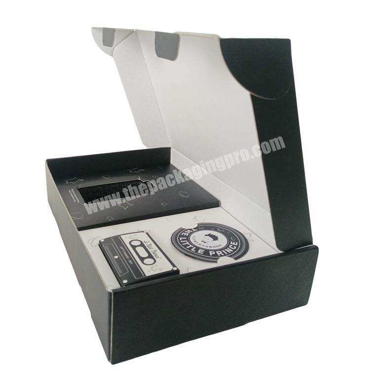 Custom corrugated kraft paper gift box speaker packaging black shipping boxes