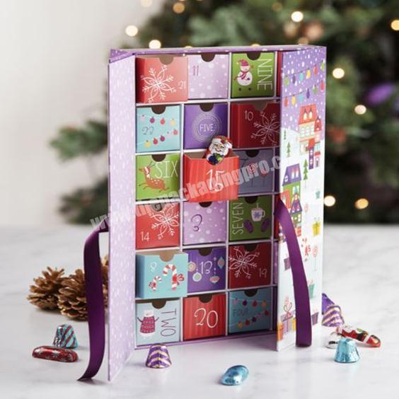 Custom creative cosmetic display advent calendar christmas gift box decoration kids advent calendar blank chocolate gift boxes