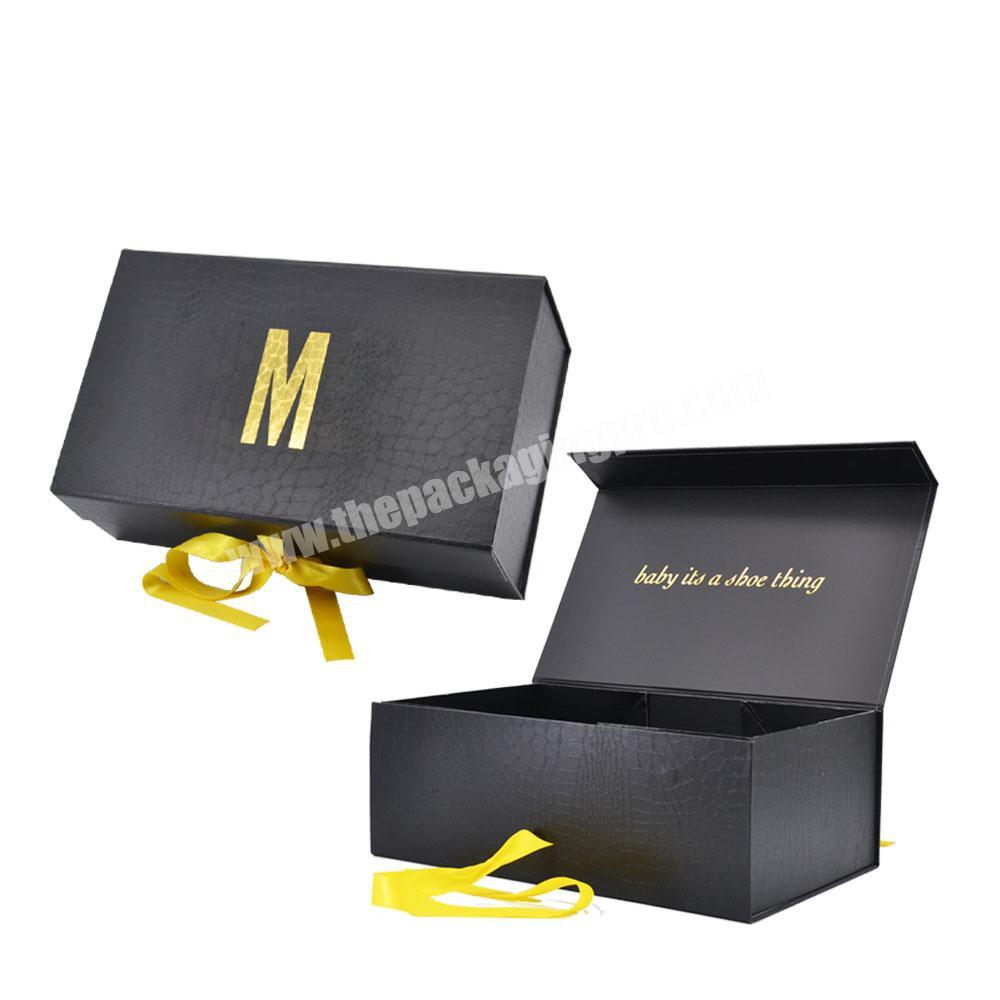 Custom delicate appearance magnet folding paper box men clothing fold kraft paper gift packaging box black magnetic gift box