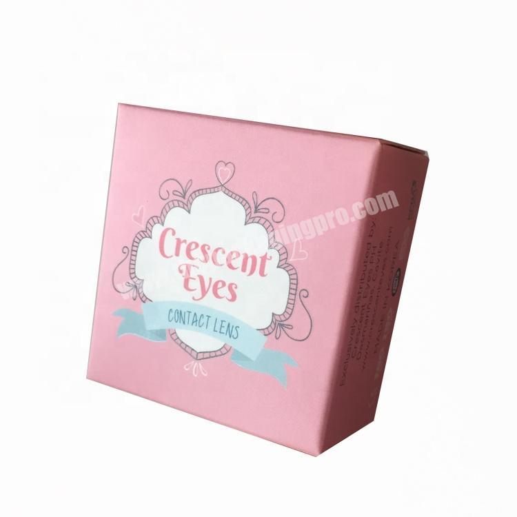 Custom design cardboard pink color paper packaging custom contact lenses box