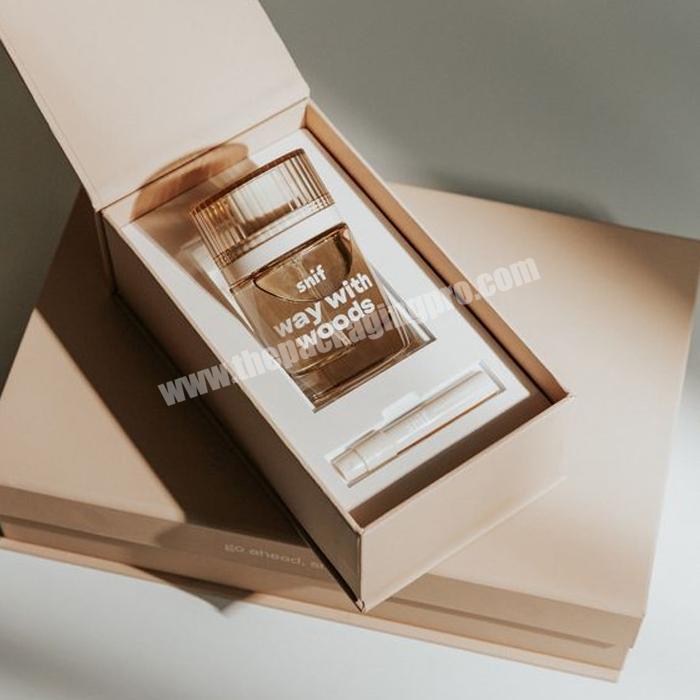 Custom design friendly creative double perfume gift box luxury perfume set sample bottle packaging box perfume  box