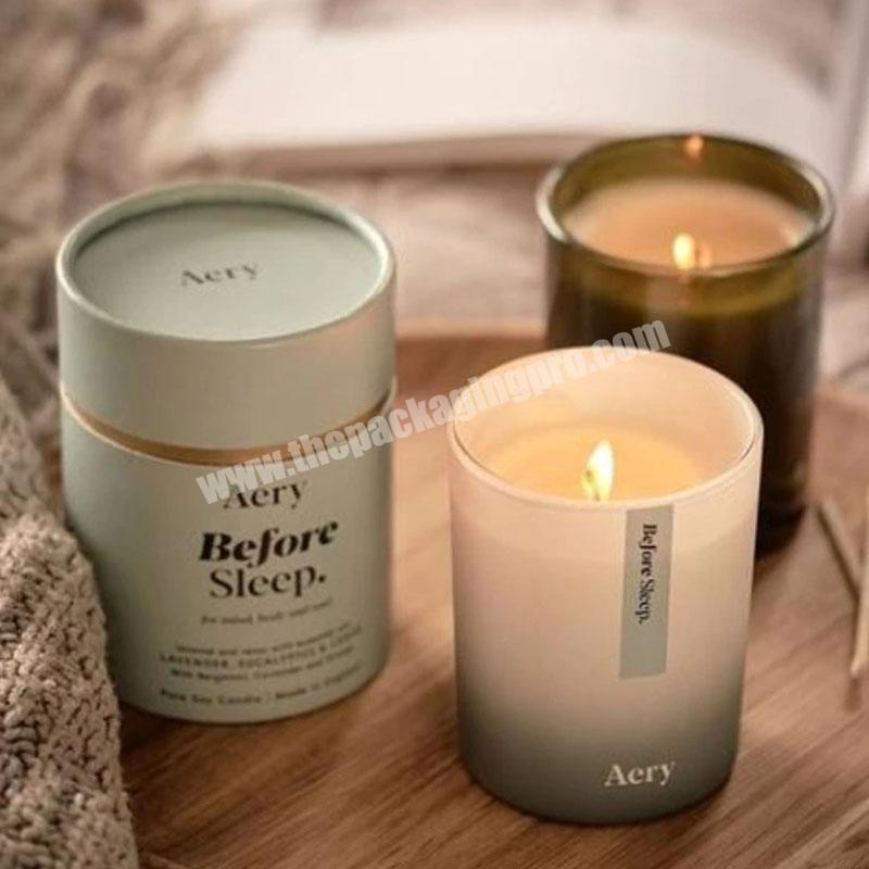 Custom design logo eco friendly paper hard packaging candle jar gift cylinder box for candle tube paper box luxury candle box
