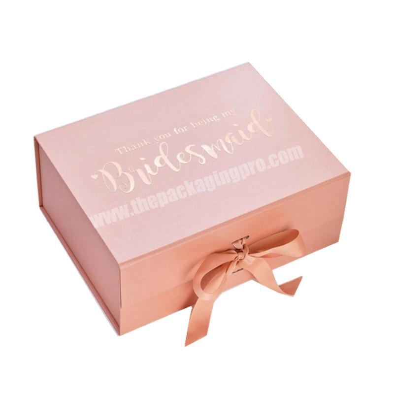 Custom design luxury clothing folding packaging box paper flat pack wholesale good quality bridesmaid gift box