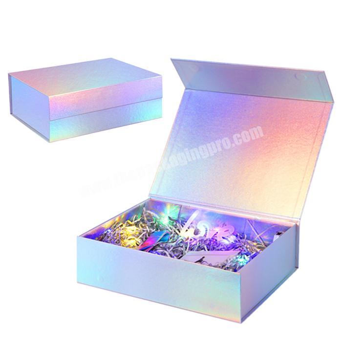Custom design luxury packaging gift box magnetic flap paper ribbon foldable magnetic box packaging small magnetic gift box